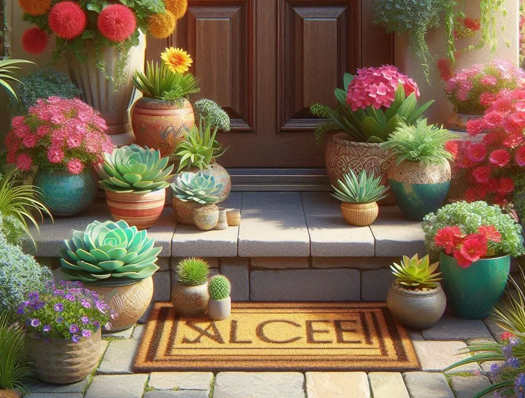 ガーデニング 多肉 玄関前